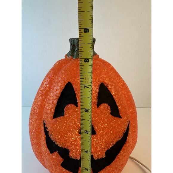 Vintage Melted Plastic Popcorn Light-Up Pumpkin Halloween Jack-o-lantern 1990's - Picture 4 of 6